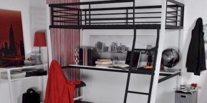 Le lit mezzanine pour 2 personnes avec bureau : pratique et efficace